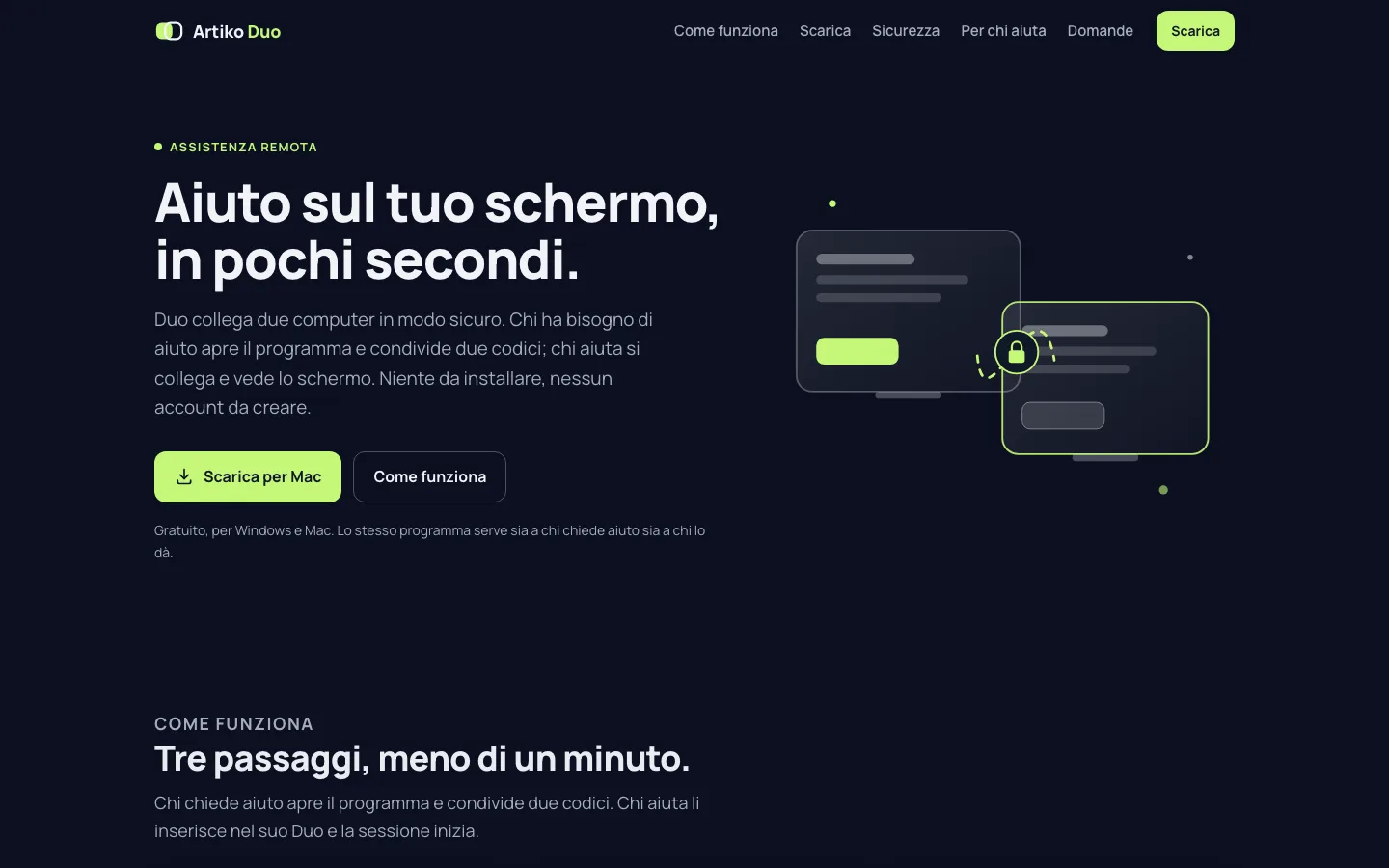 La pagina di download di Duo